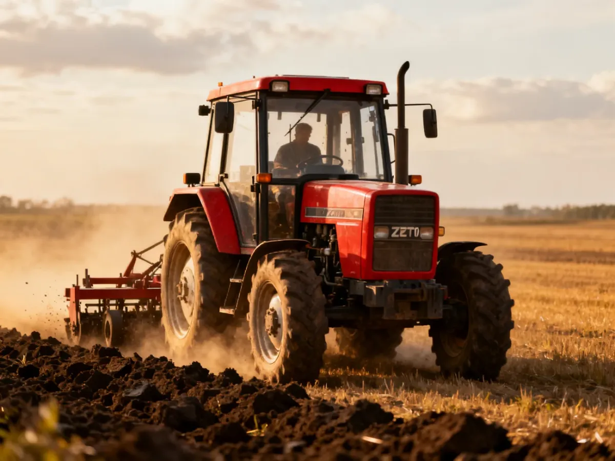 Zetor 7211 podczas pracy polowej z maszyną rolniczą