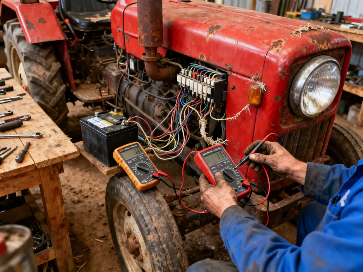 Pomiar instalacji elektrycznej w starym ciągniku