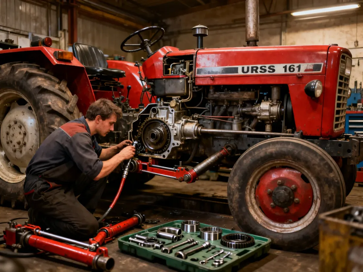 Mechanik serwisujący silnik i hydraulikę ciągnika Ursus 1614
