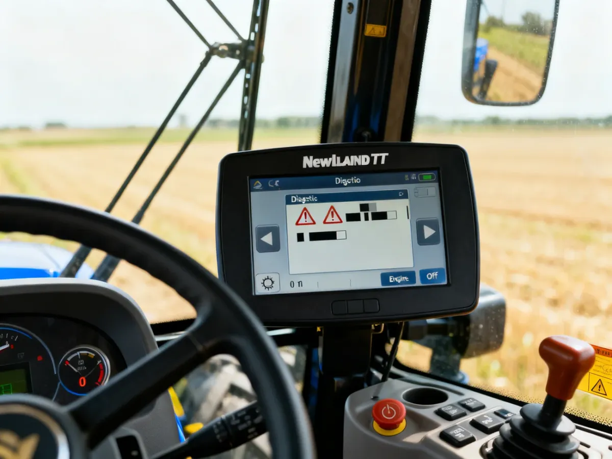 Panel sterowania ciągnika New Holland T7 z aktywnym menu diagnostycznym