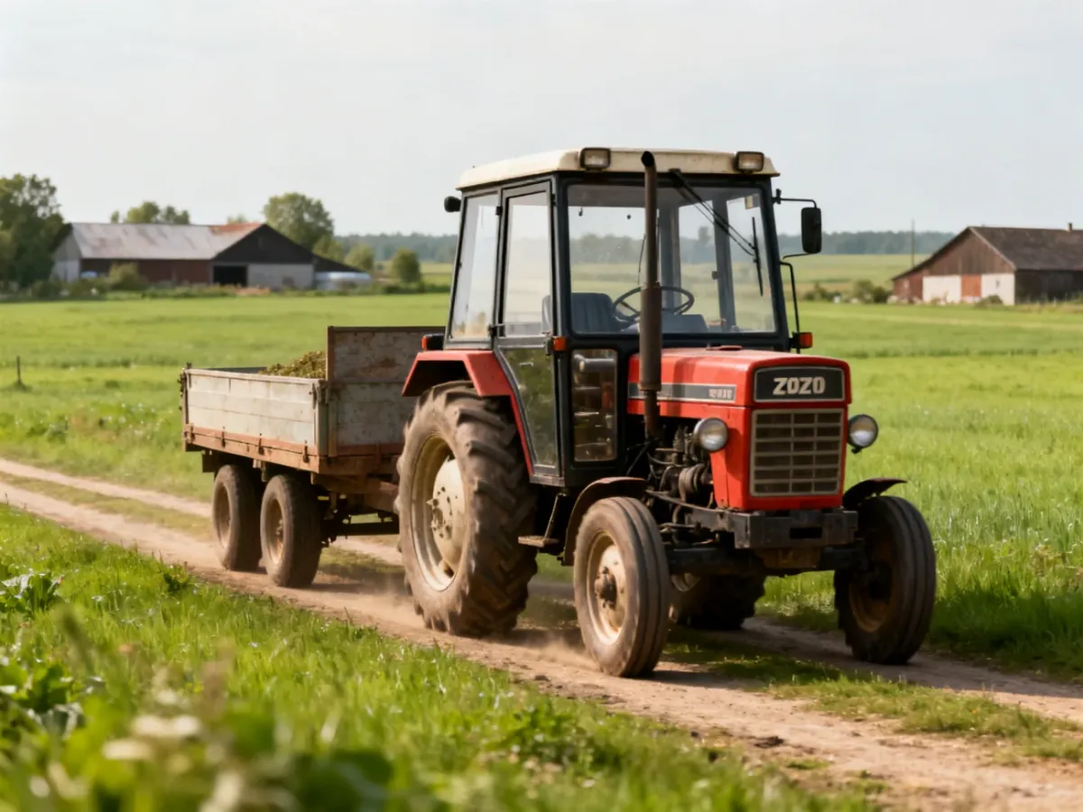 Zetor 7211 podczas transportu na gospodarstwie