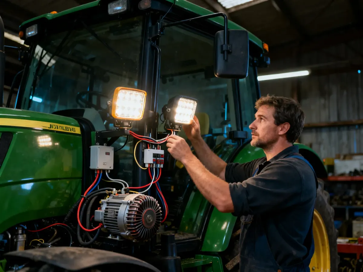 Kontrola lamp roboczych i instalacji elektrycznej ciągnika